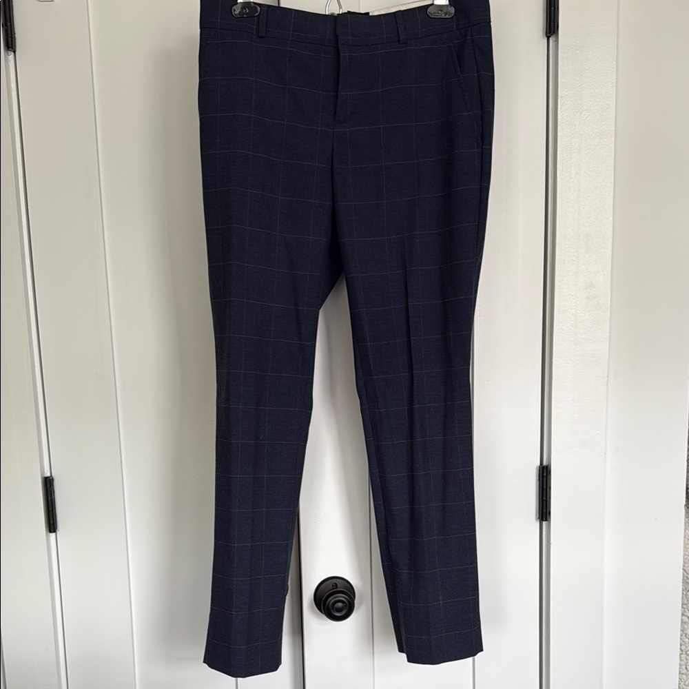 Blue Dress Pants with Tailored Straight-Leg Cut